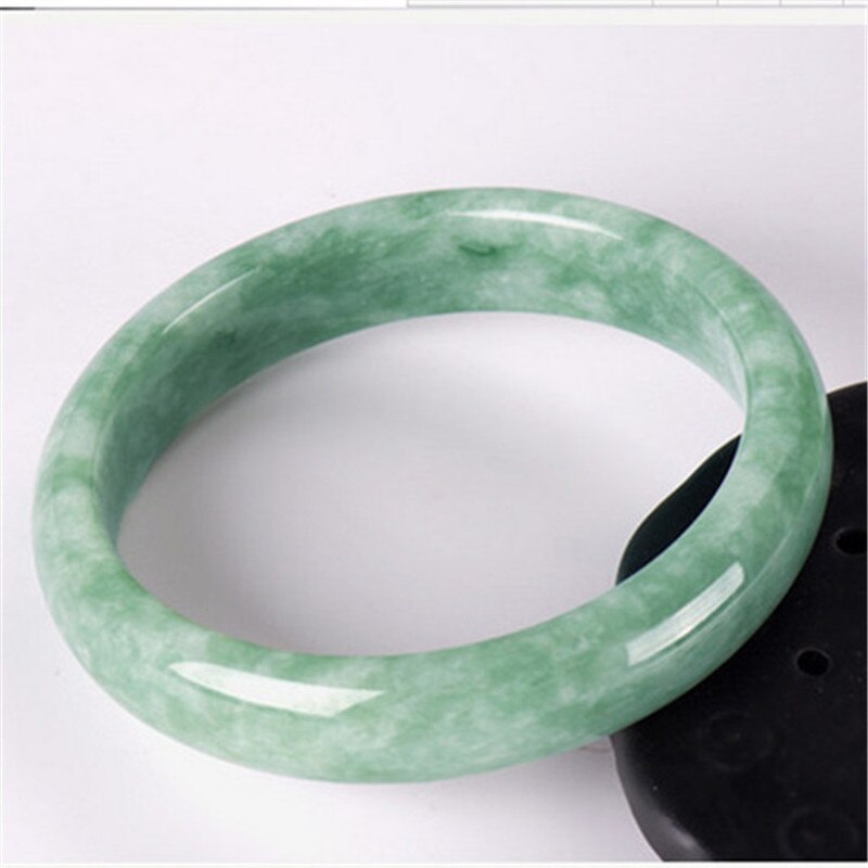 Genuine Natural White Green Jade Bangle