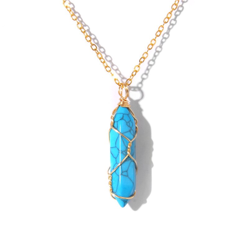 Natural Quartzs Stone Charm Necklaces