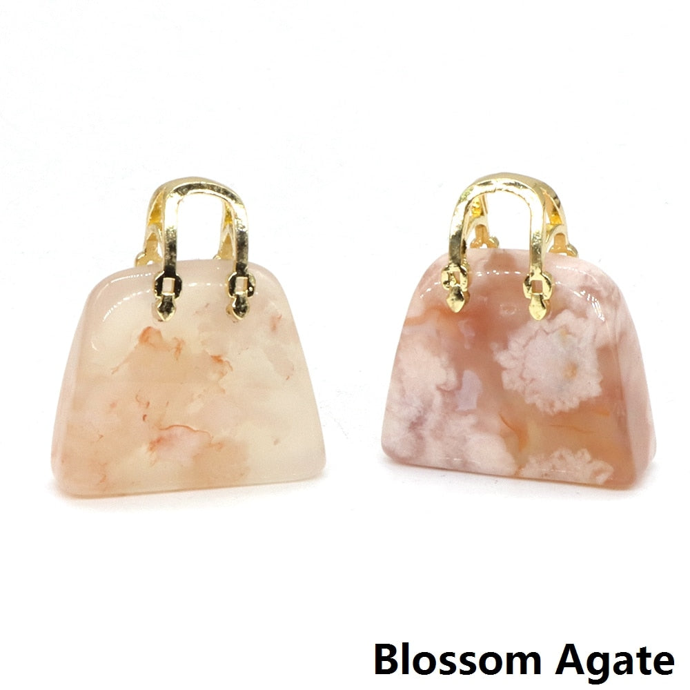Women Bag Shaped Natural Healing Crystal Amethyst
