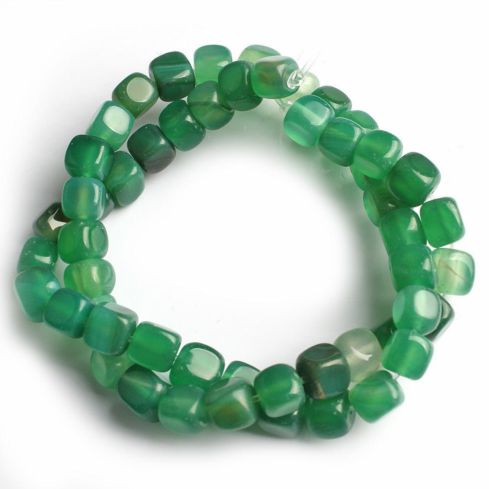 Natural Stone Agate Jade Cube Square Bead