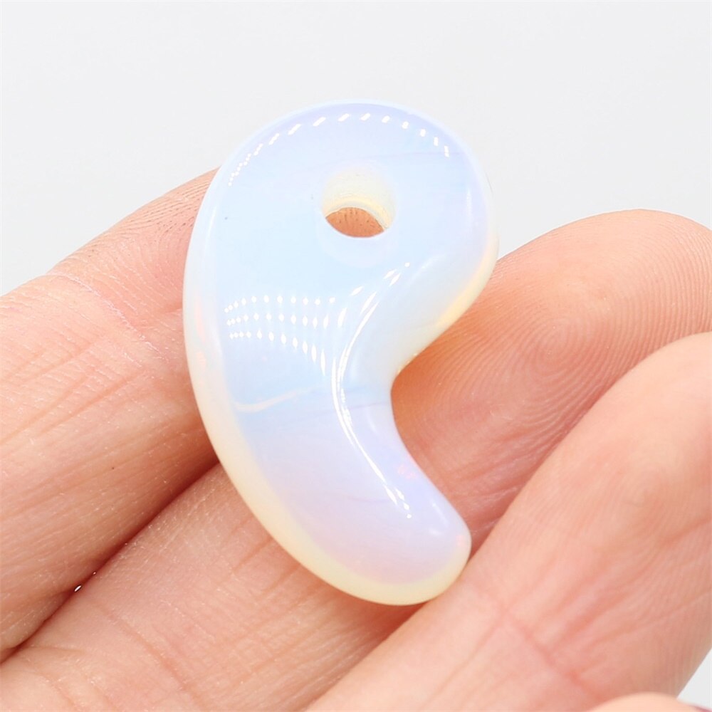 Natural Stone Rose Quartz Jade Comma