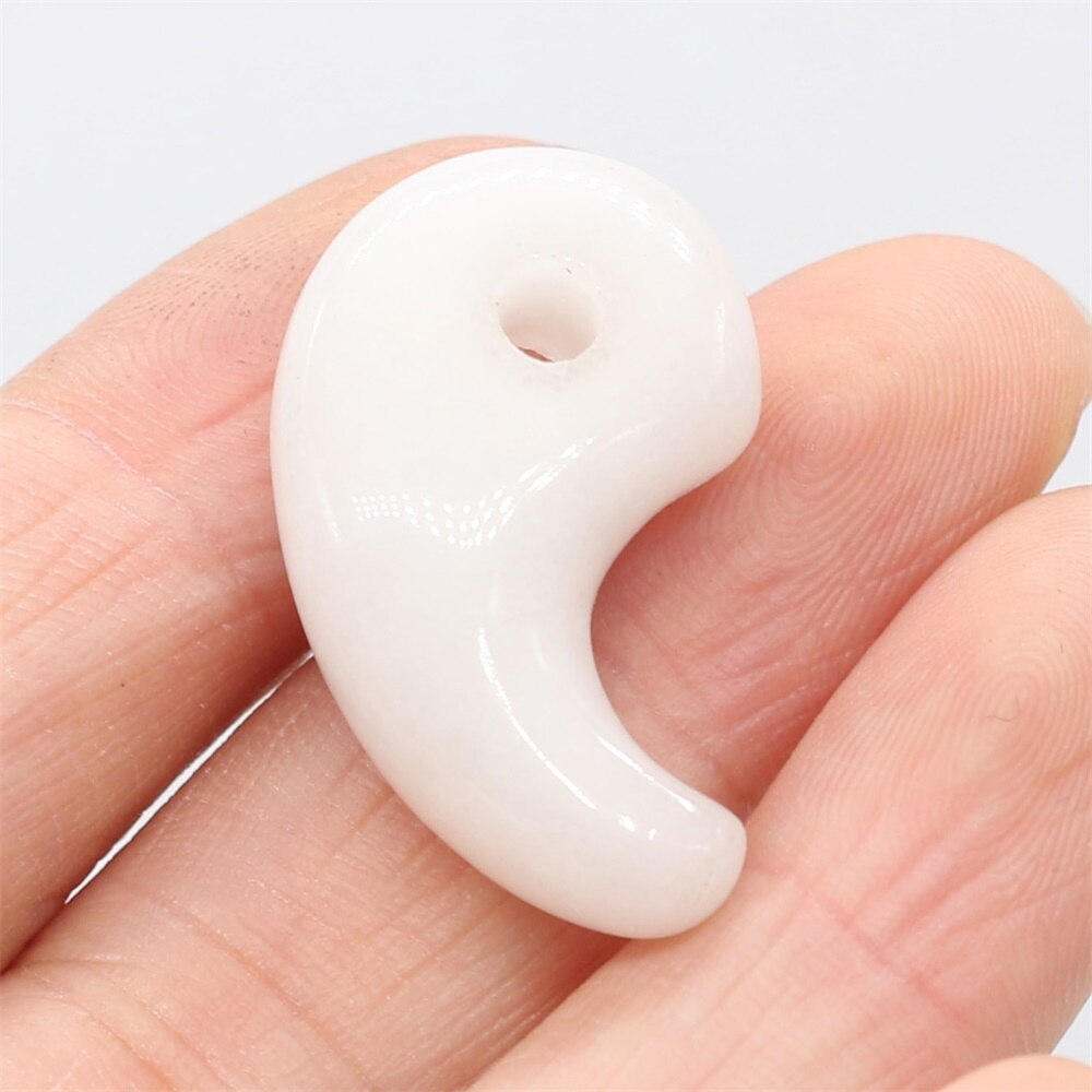 Natural Stone Rose Quartz Jade Comma