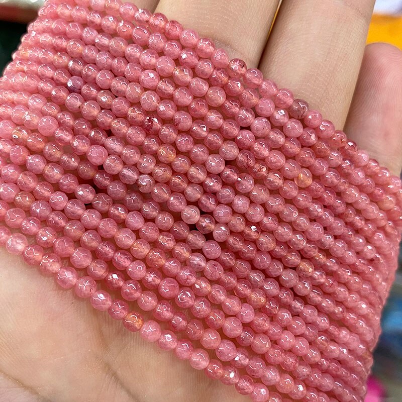 Natural Stone Faceted Round Spacer Beads Fire Agates