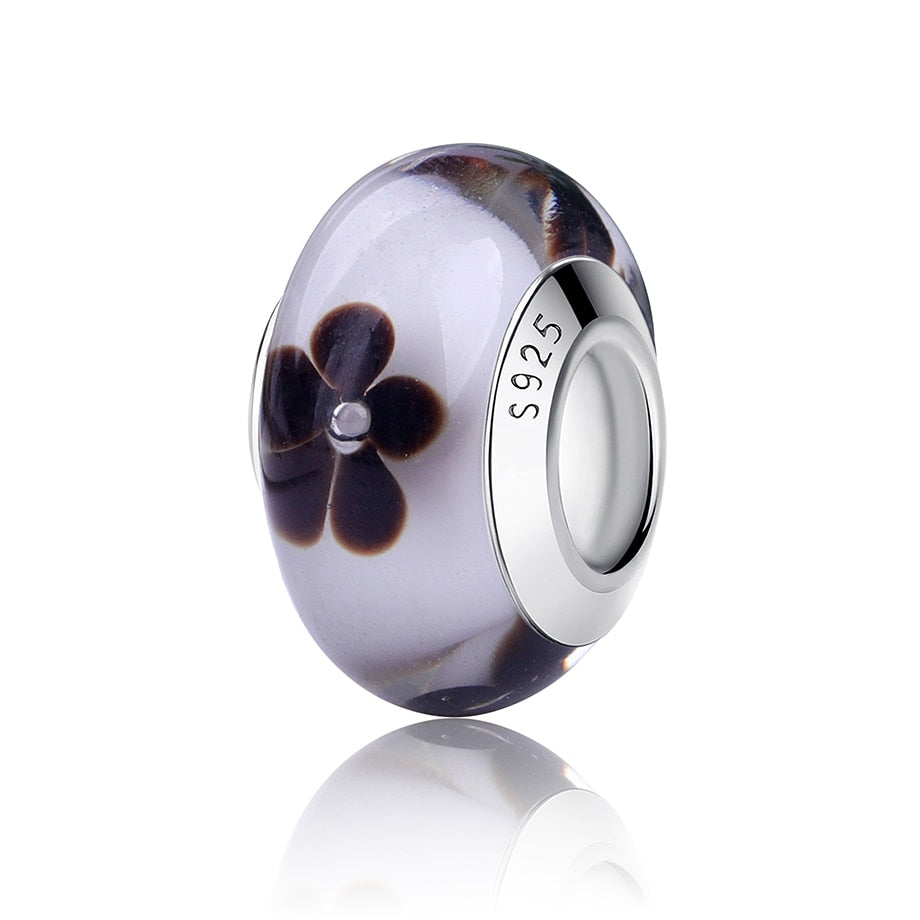 Sterling Silver Glass Bead Wood Stone Murano Flower