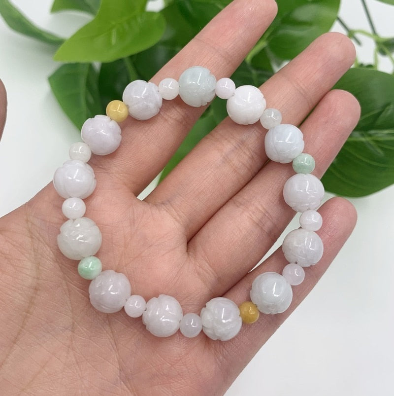 Jade Emerald 18mm Lotus Beads Bracelet