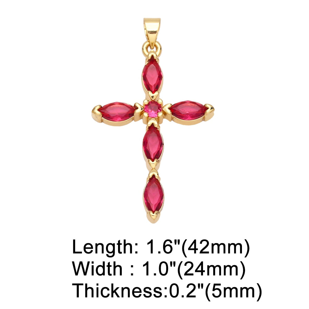 Big Rainbow Colorful Cross Pendants for Necklace