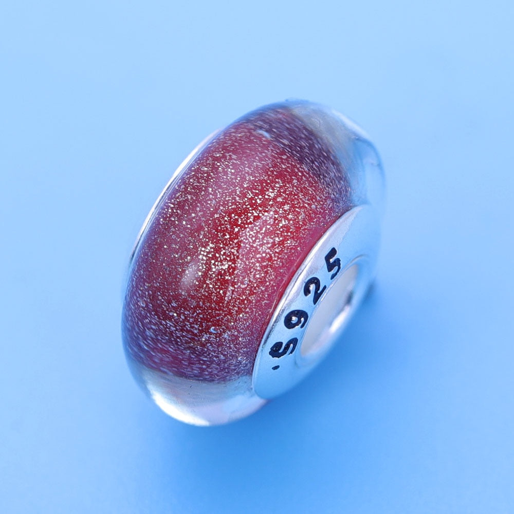 Sterling Silver Glass Bead Wood Stone Murano Flower