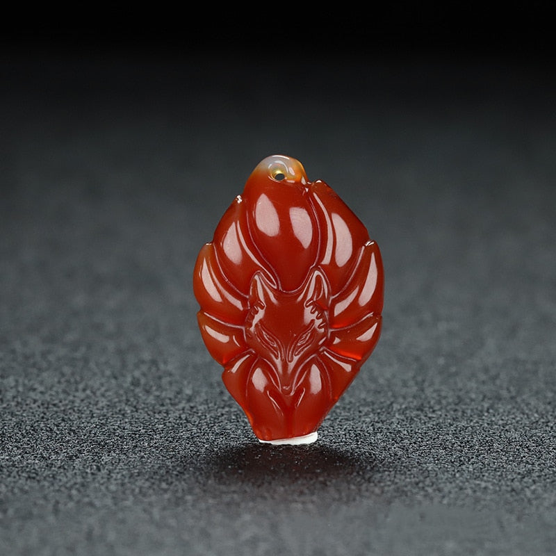 Natural Green Chalcedony Hand-carved Nine-tailed
