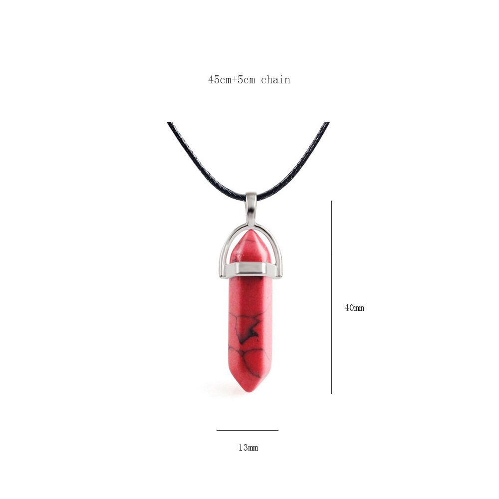 Point Pillar Bullet Hexagonal Column Necklace Stone