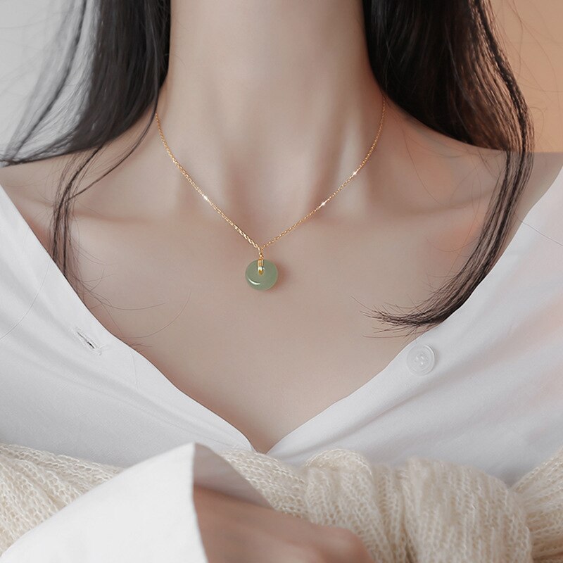 Natural Hetian Jade Cheongsam Pendant Necklace
