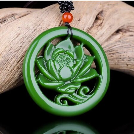 Fashion White Jade Hollow Flower Pendant