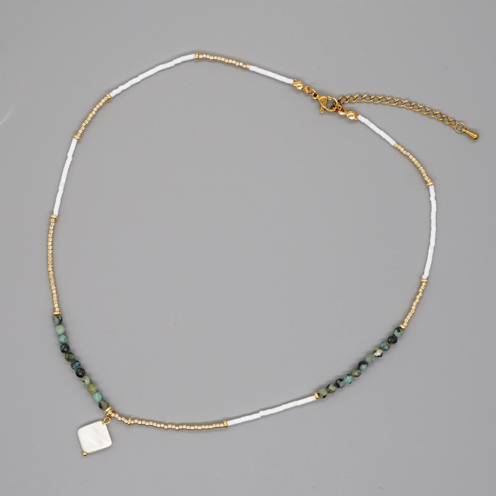 Boho Simple Beaded Necklace for Women Evil Eye