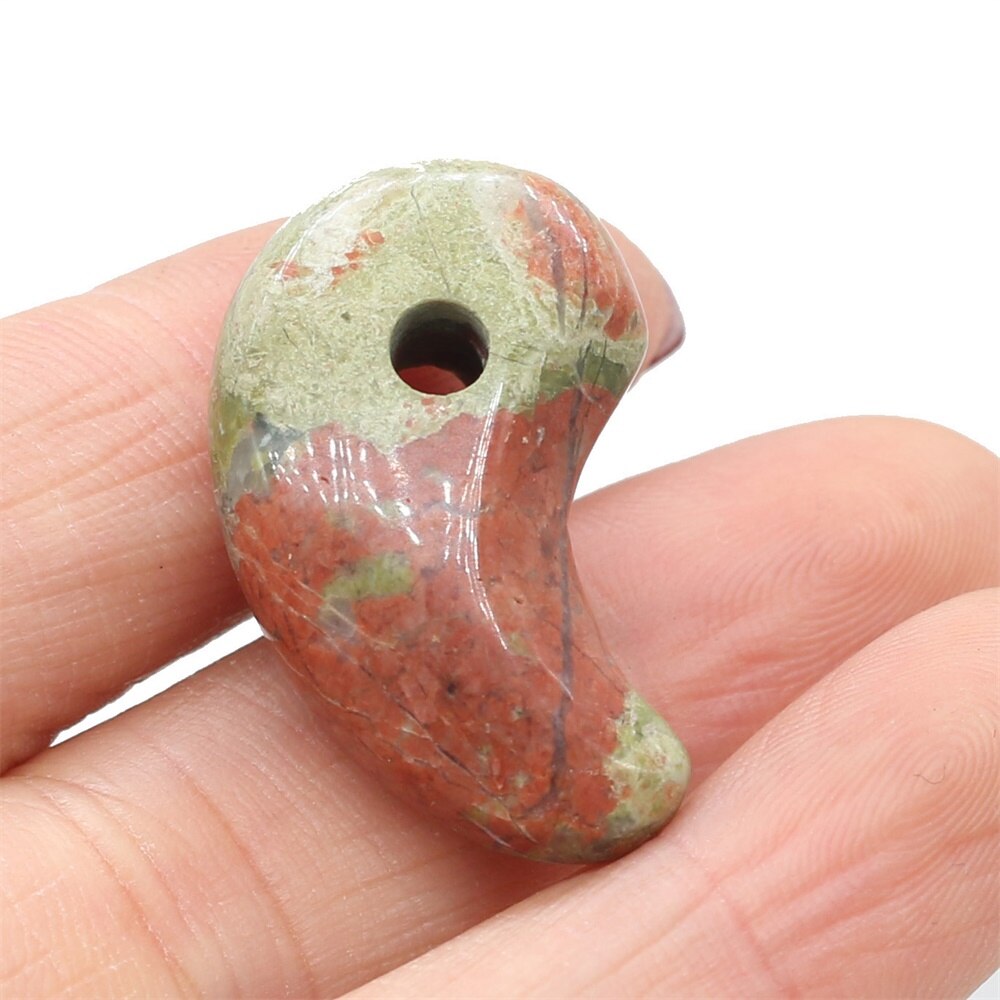 Natural Stone Rose Quartz Jade Comma