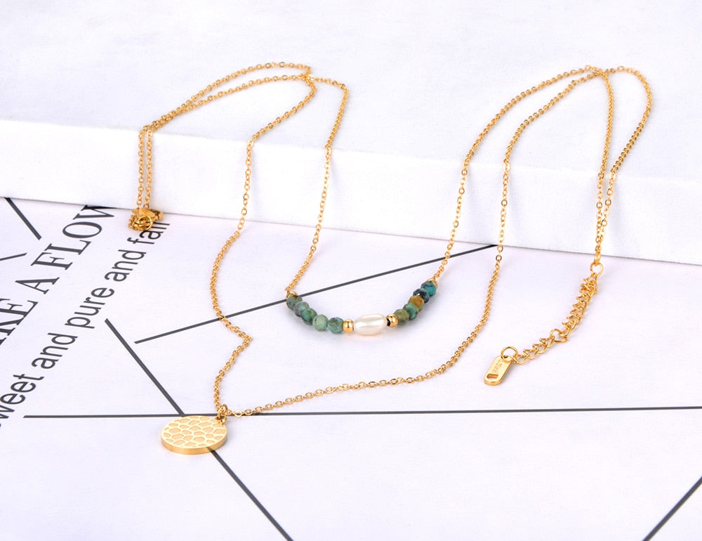 Double Layer Trendy White Pearl Pendant Necklaces
