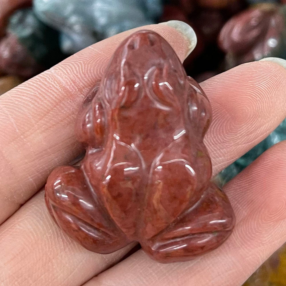 Frog Statue Natural Stones Ornament Hand Carved