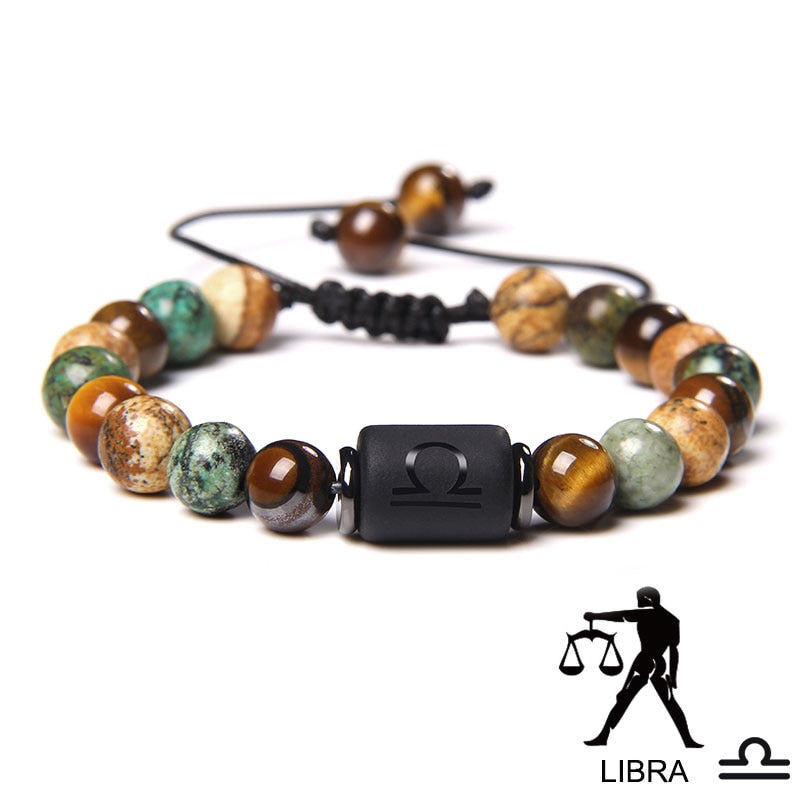 12 Constellation Couple Bracelet Black Stone Bracelets