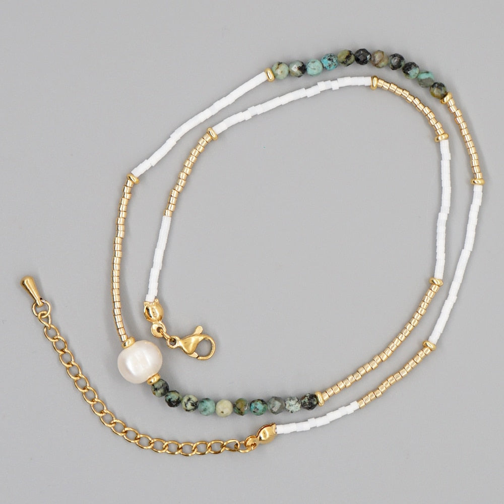 Boho Simple Beaded Necklace for Women Evil Eye