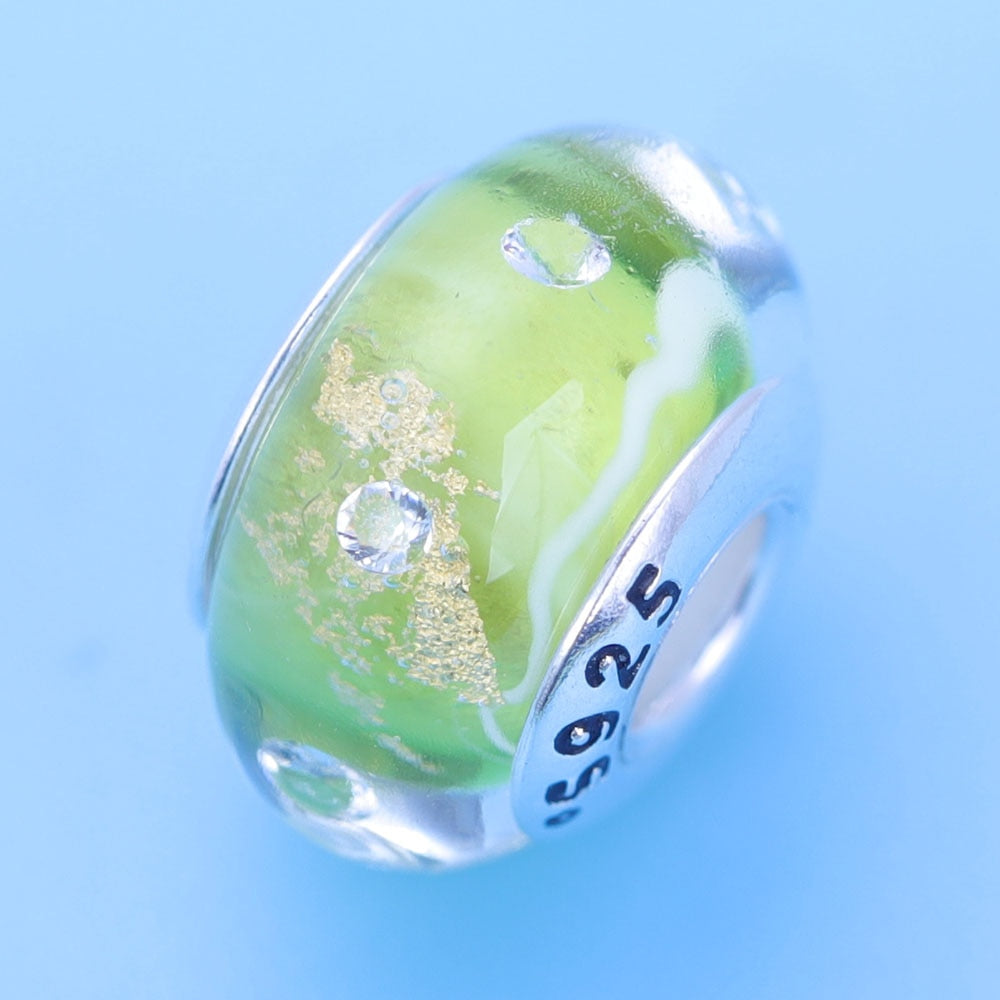 Sterling Silver Glass Bead Wood Stone Murano Flower