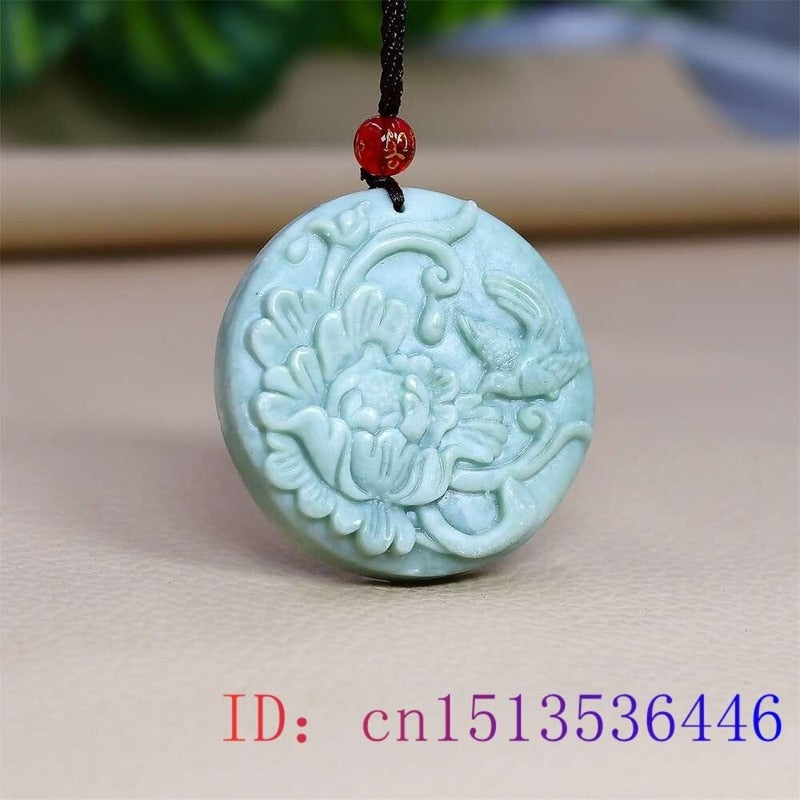 Lantian Jade Flowers Bloom and Wealth Pendant Necklace