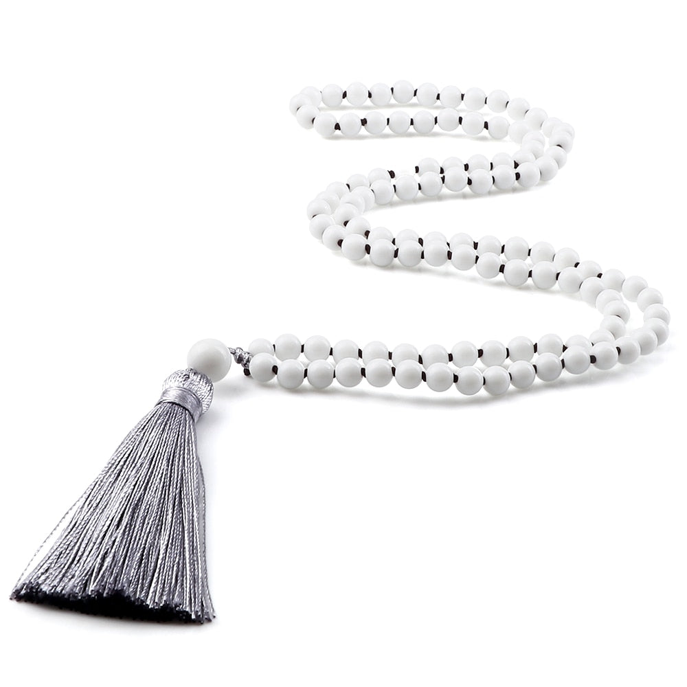 108 Beads Prayer Necklace Natural Green Stripe Onyx