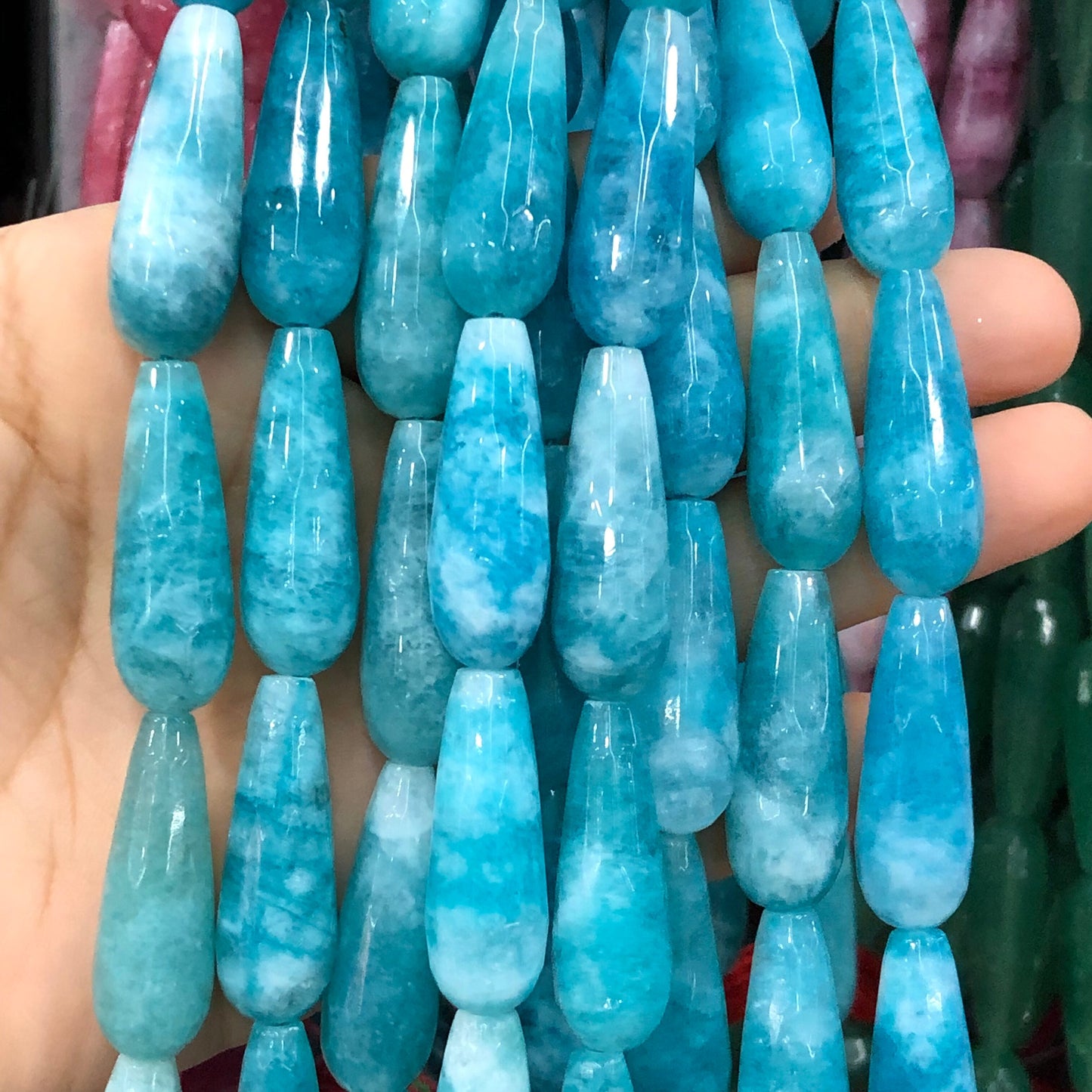 Natural Water Drop Faceted Purple Chalcedony Jades