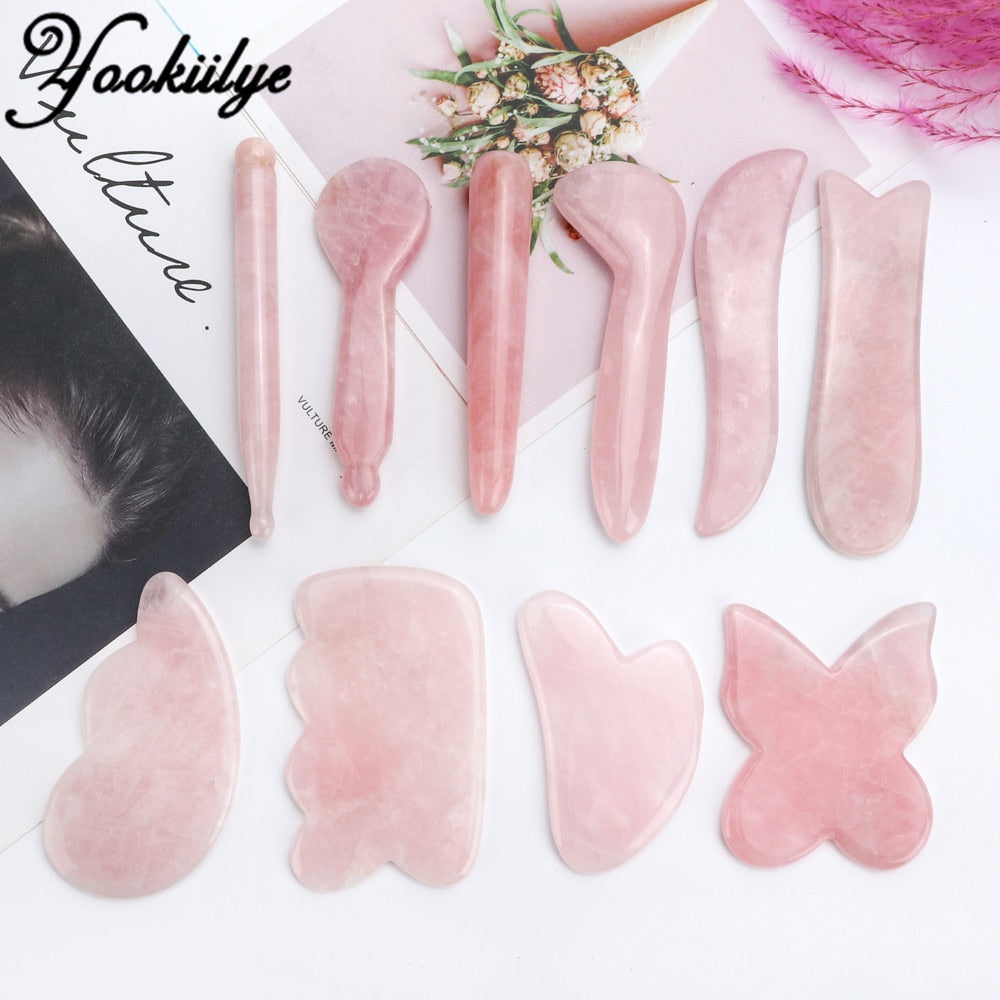 Natural Rose Quartz Jade Stone Gua Sha Massage