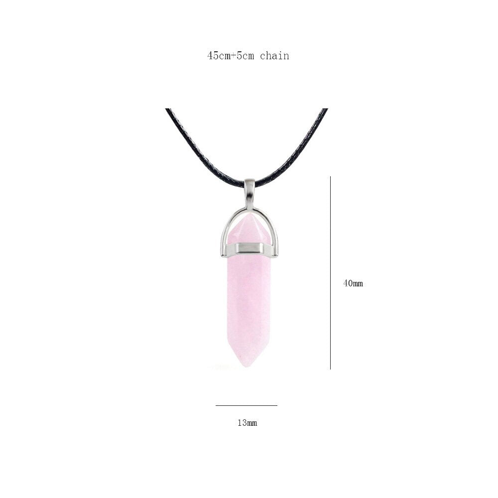 Point Pillar Bullet Hexagonal Column Necklace Stone