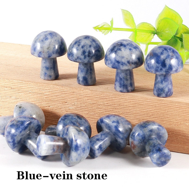 Mini Natural Crystal Mushroom Stone Statue Carving