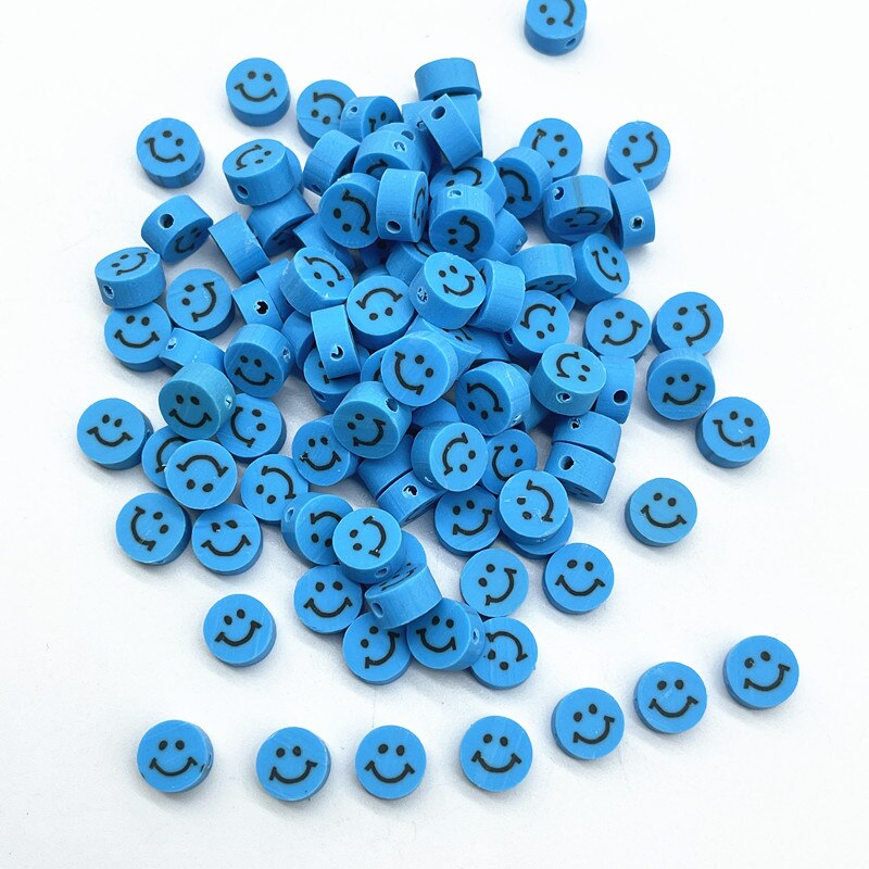 30pcs 10mm Multicolour Smiling Face Beads