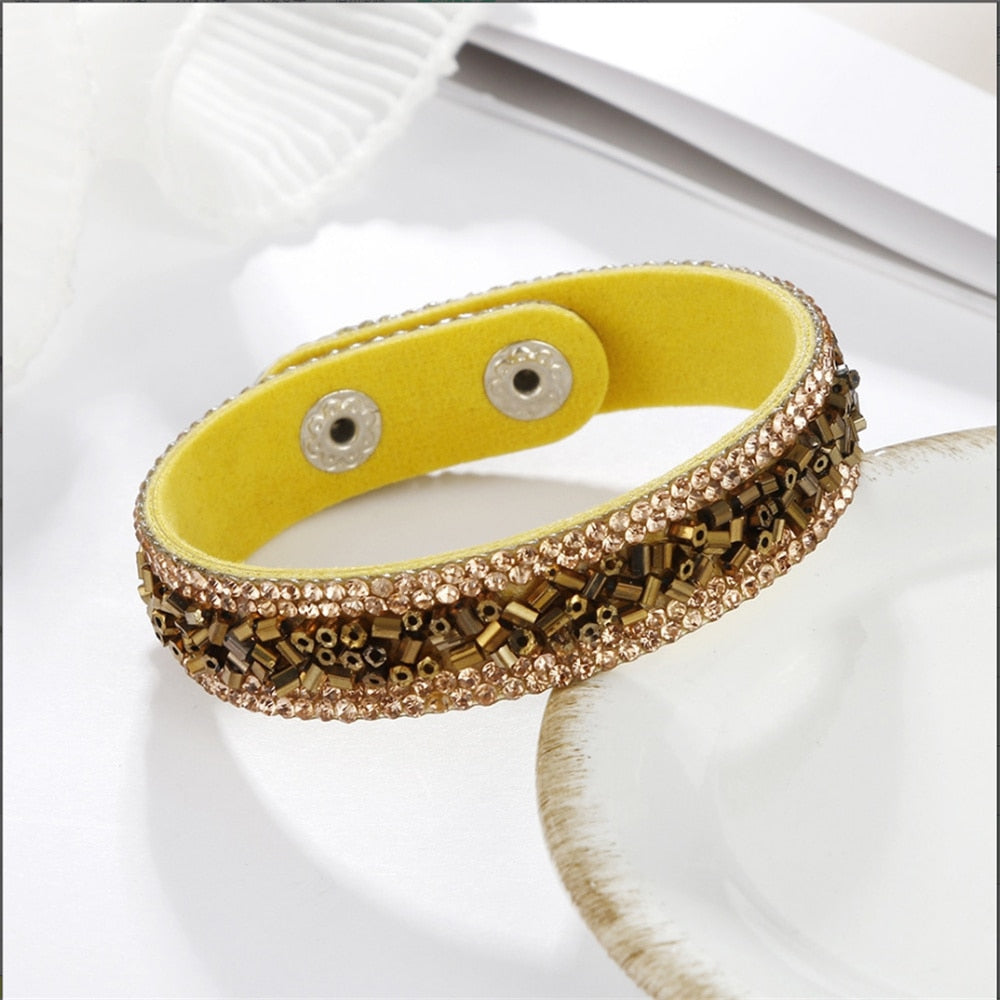 Stone Bracelets For Women Wrap Cuff Slake Leather
