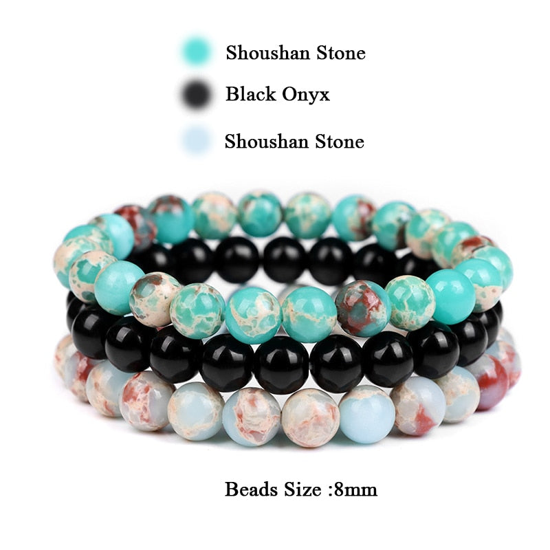 8mm Natural Stone Bracelet Sets Rhodonite