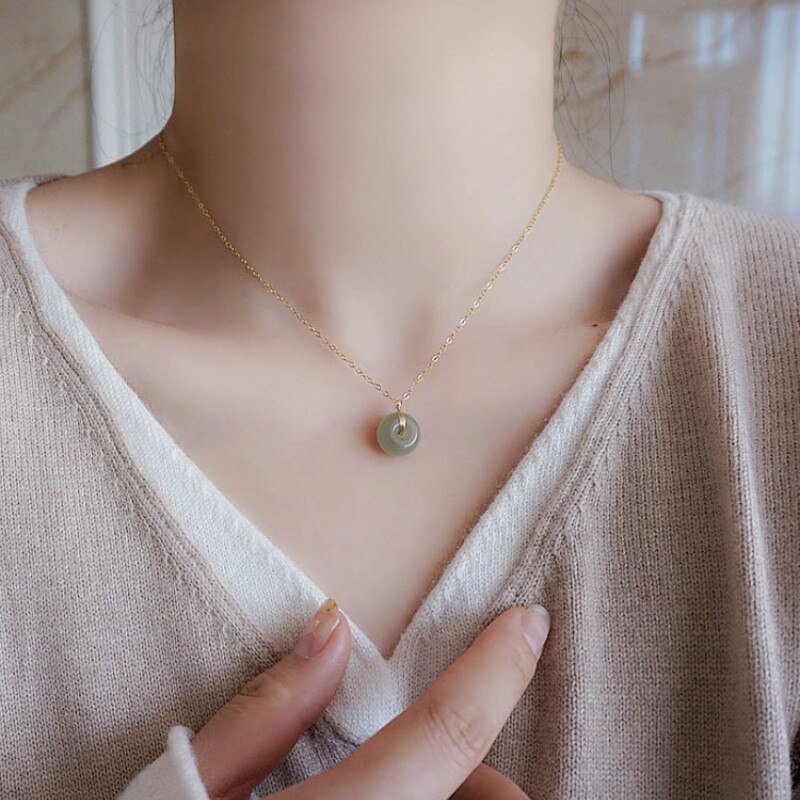 Natural Hetian Jade Cheongsam Pendant Necklace