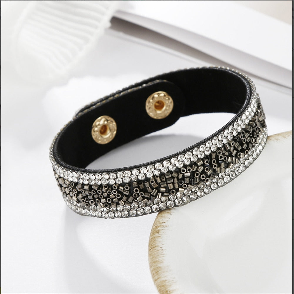 Stone Bracelets For Women Wrap Cuff Slake Leather