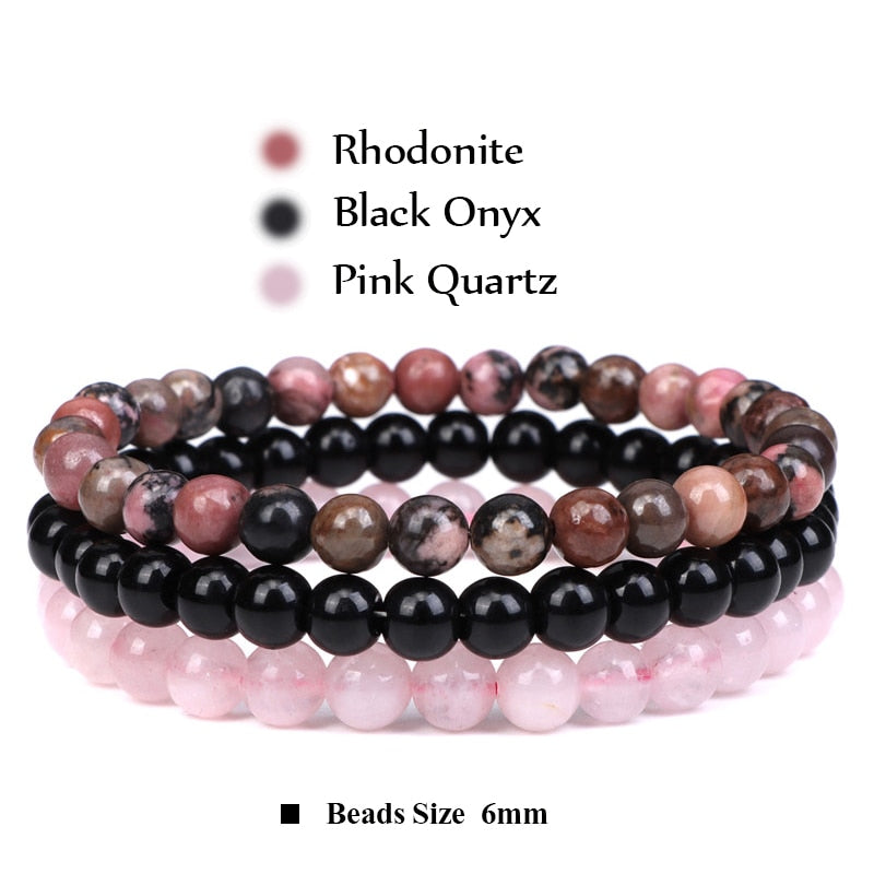 Stone Bracelet Set 6mm Beads Bracelets For Women Men