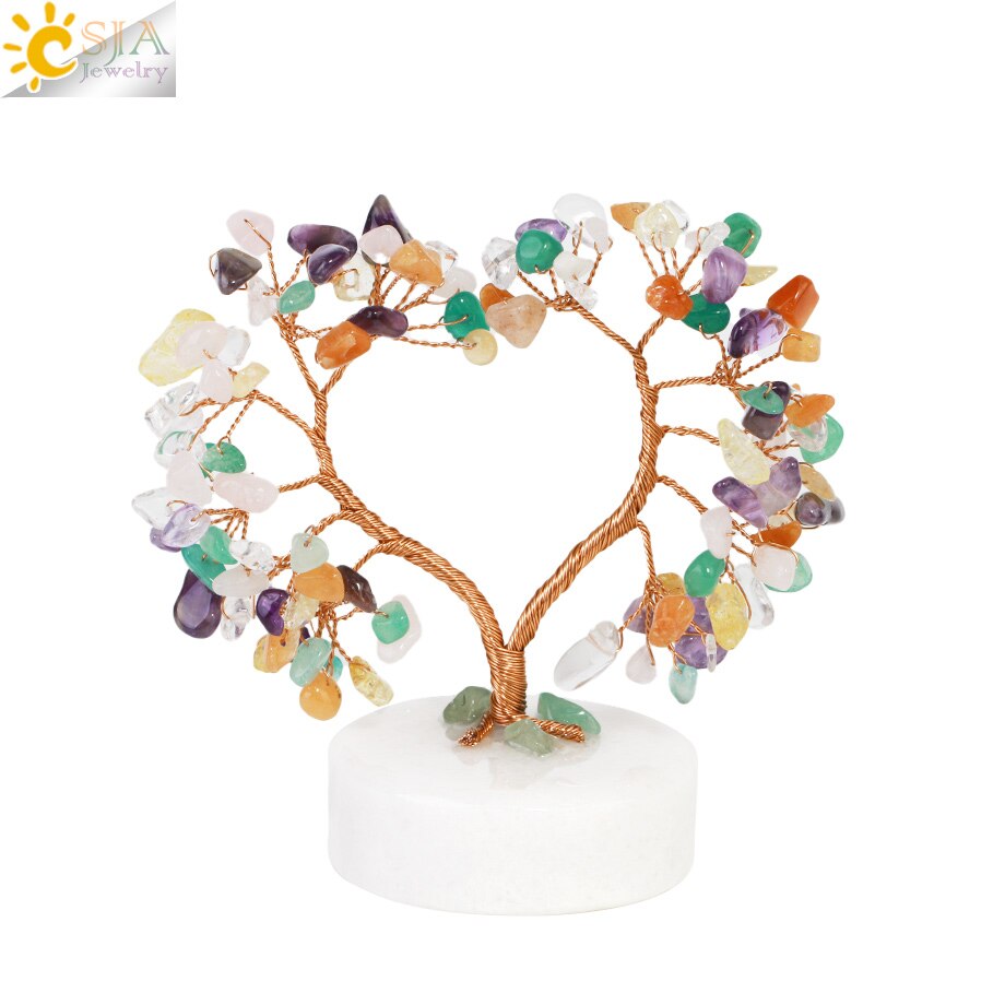 Crystal Money Tree with Agate Slices Love Heart