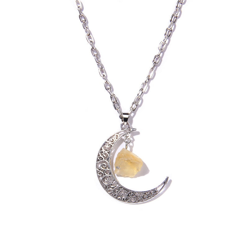 Metal chain healing energy necklace Natural crystal
