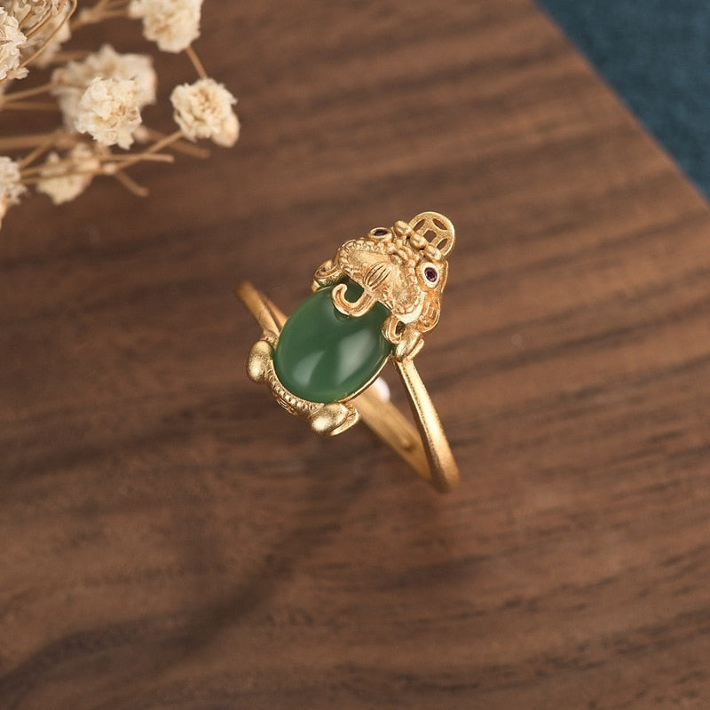 China Ethnic Style Brass Gold-Plated Ring Jewelry
