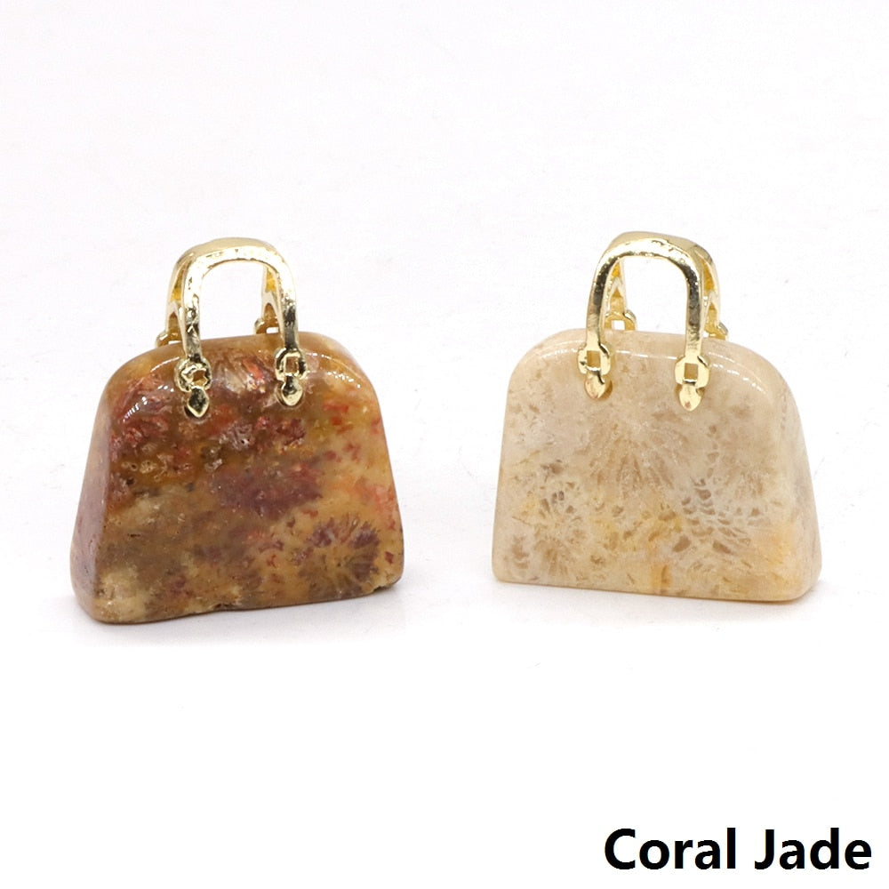 Women Bag Shaped Natural Healing Crystal Amethyst