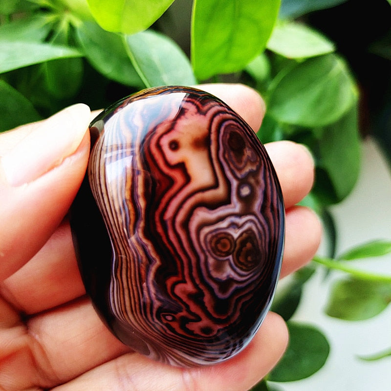 Natural Lace Stone Sardonyx Agate Palm Hand Play