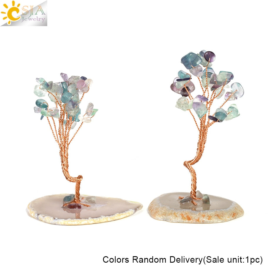 Chakras Tree of Life Decoration Rose Natural Chip Crystal