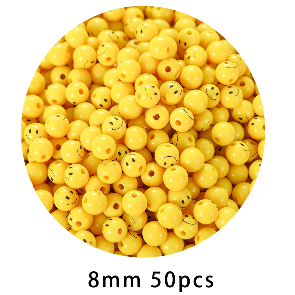 iYOE Mix Acrylic Smiley Beads Luminous Spacer Beads