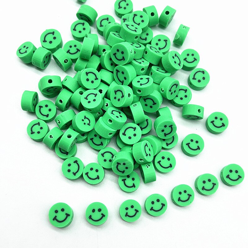 30pcs 10mm Multicolour Smiling Face Beads