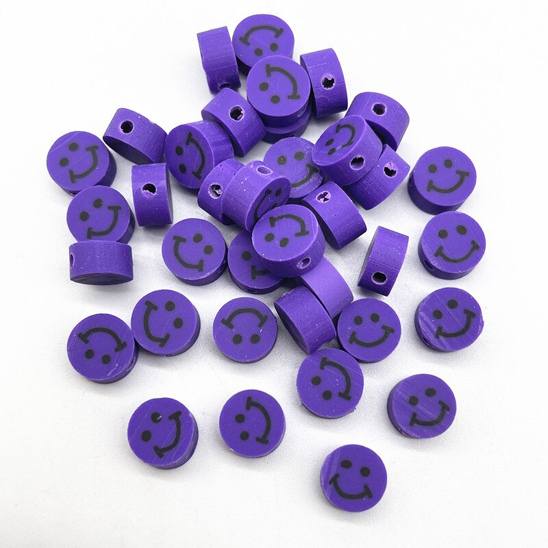 30pcs 10mm Multicolour Smiling Face Beads