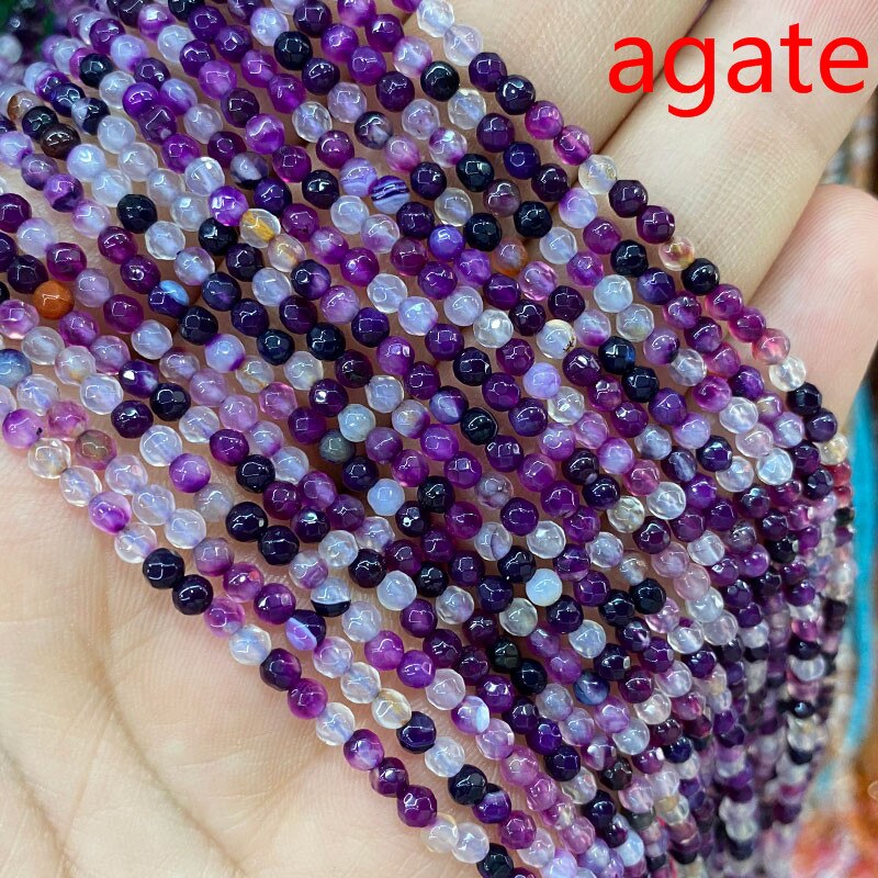 Natural Stone Faceted Round Spacer Beads Fire Agates