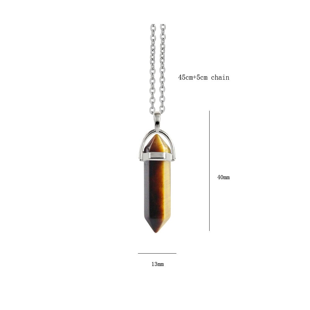 Point Pillar Bullet Hexagonal Column Necklace Stone