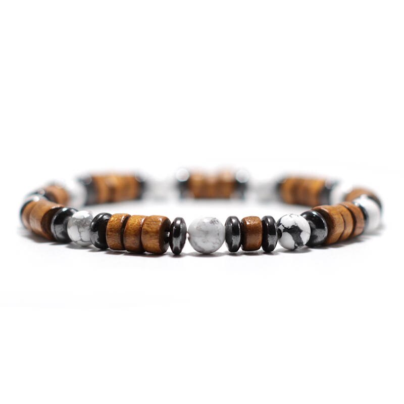 Antique Wood Bracelet Homme Natural Hematite