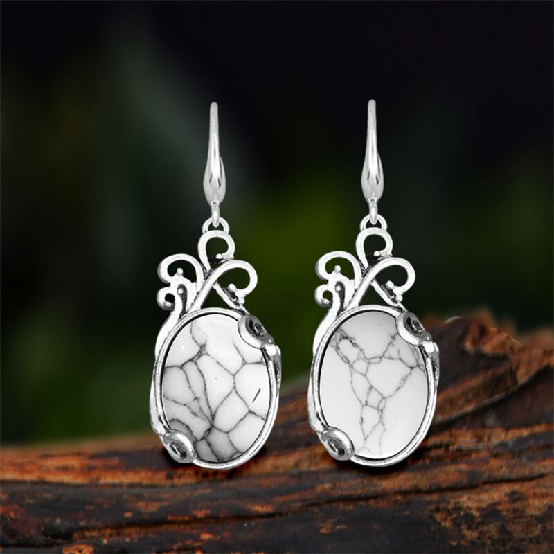 Vintage Natural Jades Dangle Earrings For Women