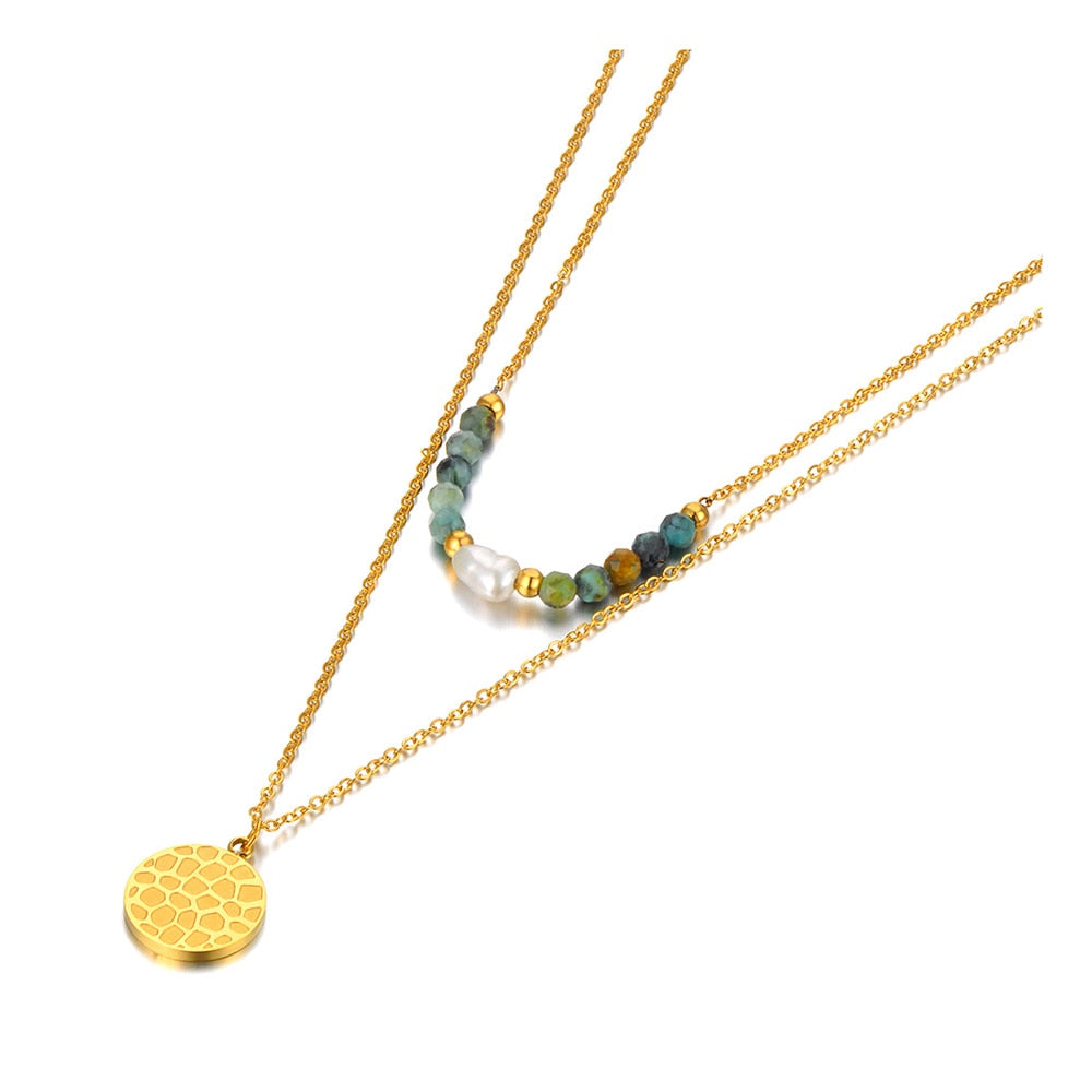 Double Layer Trendy White Pearl Pendant Necklaces