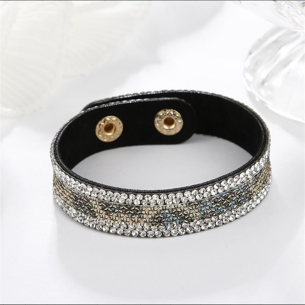 Stone Bracelets For Women Wrap Cuff Slake Leather
