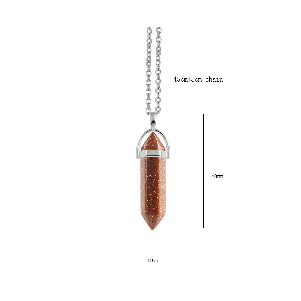 Point Pillar Bullet Hexagonal Column Necklace Stone